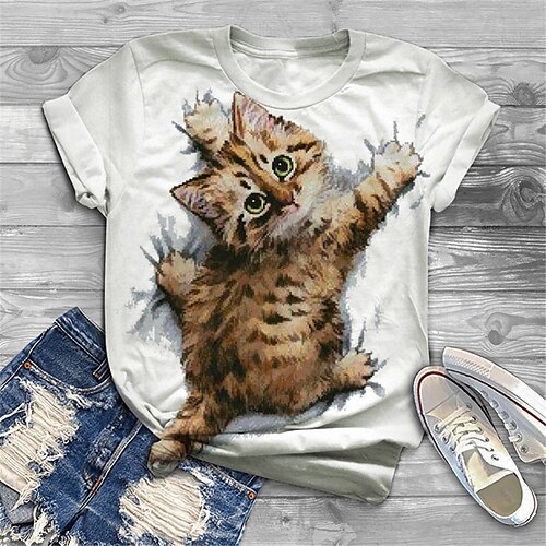 Women's Plus Size Tops T shirt Tee Cat Graphic Print Short Sleeve Crewneck Basic Daily Cotton Spandex Jersey Spring Summer White
Women's Plus Size Tops T shirt Tee Cat Graphic Print Short Sleeve Crewneck Basic Daily Cotton Spandex Jersey Spring Summer White
