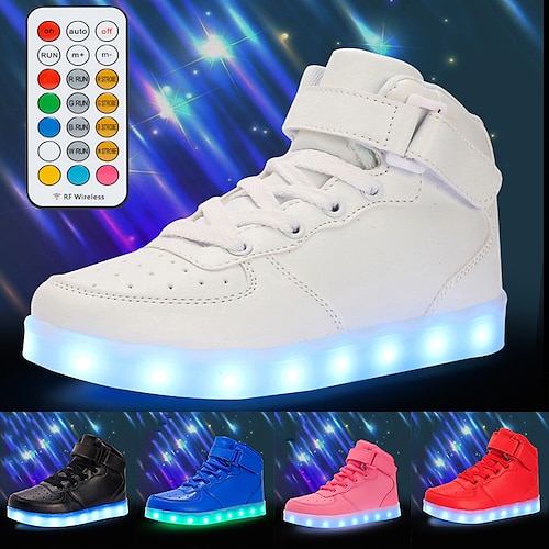 

Boys' Girls' Sneakers LED Shoes USB Charging Athletic Shoes for Kids Luminous Fiber Optic Shoes PU Remote Control Little Kids(4-7ys) Big Kids(7years ) Daily Walking Shoes White Black Red Fall Winter