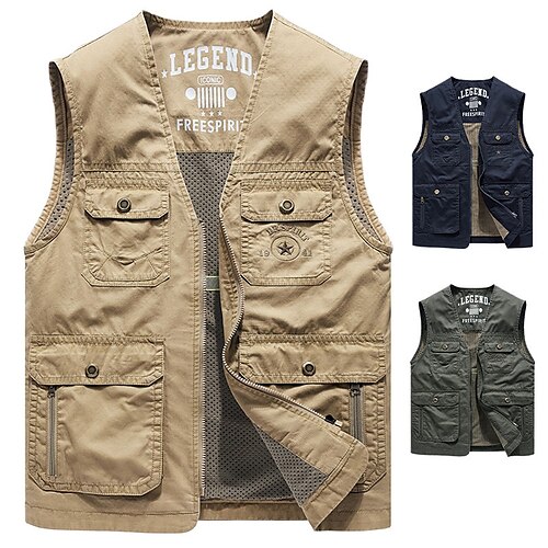 Men's Fishing Vest Hiking Vest Quilted Puffer Vest Sleeveless V Neck Winter Jacket Trench Coat Top Outdoor Quick Dry Lightweight Breathable Sweat wicking Autumn / Fall Spring Black blue khaki Army
Men's Fishing Vest Hiking Vest Quilted Puffer Vest Sleeveless V Neck Winter Jacket Trench Coat Top Outdoor Quick Dry Lightweight Breathable Sweat wicking Autumn / Fall Spring Black blue khaki Army