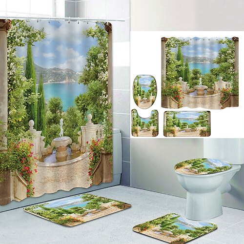 Fountain Outside The Room Digital Printing Four-piece Set Shower Curtains and Hooks Modern Polyester Machine Made Waterproof Bathroom
Fountain Outside The Room Digital Printing Four-piece Set Shower Curtains and Hooks Modern Polyester Machine Made Waterproof Bathroom