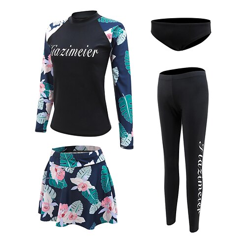 Women's Rashguard Swimsuit Spandex Swimwear Bathing Suit UV Sun Protection UPF50 Breathable Full Body 4-Piece - Swimming Surfing Water Sports Floral / Botanical Autumn / Fall Spring Summer
Women's Rashguard Swimsuit Spandex Swimwear Bathing Suit UV Sun Protection UPF50 Breathable Full Body 4-Piece - Swimming Surfing Water Sports Floral / Botanical Autumn / Fall Spring Summer