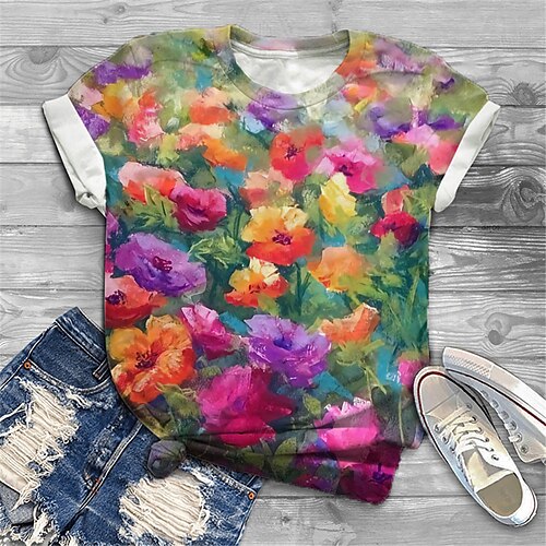 Women's Plus Size Tops T shirt Tee Floral Graphic Print Short Sleeve Crewneck Basic Daily Holiday Cotton Spandex Jersey Spring Summer Blue Purple
Women's Plus Size Tops T shirt Tee Floral Graphic Print Short Sleeve Crewneck Basic Daily Holiday Cotton Spandex Jersey Spring Summer Blue Purple