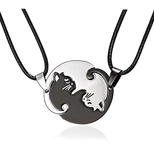 stainless steel cute cat couple pair statement birthday children pendant necklace (silver black)
stainless steel cute cat couple pair statement birthday children pendant necklace (silver black)