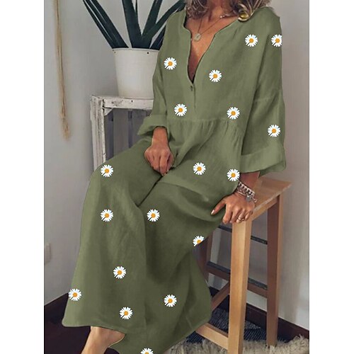 Women's Plus Size Holiday Dress Floral V Neck Button Long Sleeve Fall Spring Casual Daily Maxi long Dress Causal Dress / Cotton
Women's Plus Size Holiday Dress Floral V Neck Button Long Sleeve Fall Spring Casual Daily Maxi long Dress Causal Dress / Cotton