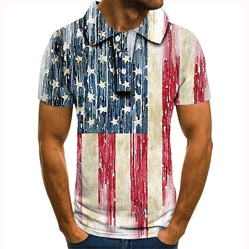 Men's Collar Polo Shirt Golf Shirt Tennis Shirt Graphic Prints American Flag Collar Red / White 3D Print Street Casual Short Sleeve Button-Down Clothing Apparel Fashion Cool Casual / Sports
Men's Collar Polo Shirt Golf Shirt Tennis Shirt Graphic Prints American Flag Collar Red / White 3D Print Street Casual Short Sleeve Button-Down Clothing Apparel Fashion Cool Casual / Sports