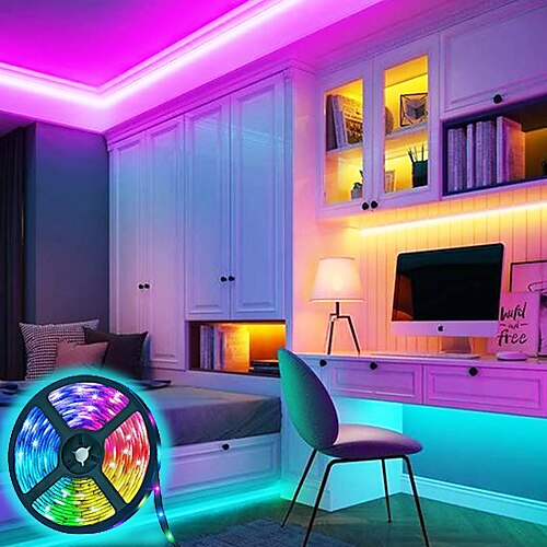 

LED Strip Lights 5M Light Sets RGB Tiktok Lights 150 LEDs 5050 SMD Remote Control RC Cuttable Dimmable 100-240 V Linkable Suitable for Vehicles Self-adhesive Color-Changing IP44