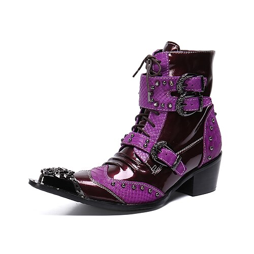Men's Boots Retro Fashion Boots Bootie Business Vintage British Daily Party & Evening Patent Leather Breathable Non-slipping Wear Proof Booties / Ankle Boots Purple Color Block Fall Winter Spring
Men's Boots Retro Fashion Boots Bootie Business Vintage British Daily Party & Evening Patent Leather Breathable Non-slipping Wear Proof Booties / Ankle Boots Purple Color Block Fall Winter Spring