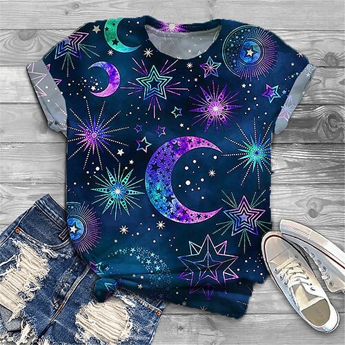Women's Plus Size Tops T shirt Tee Galaxy Graphic Print Short Sleeve Crewneck Basic Daily Holiday Cotton Spandex Jersey Spring Summer Blue
Women's Plus Size Tops T shirt Tee Galaxy Graphic Print Short Sleeve Crewneck Basic Daily Holiday Cotton Spandex Jersey Spring Summer Blue