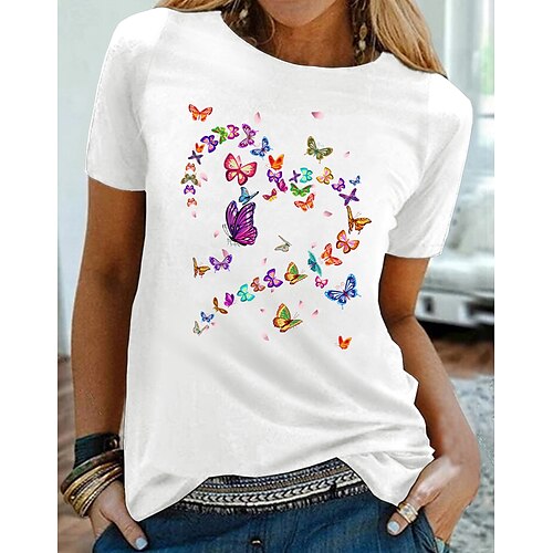 Women's T shirt Tee White Black Graphic Butterfly Print Short Sleeve Daily Valentine Basic Round Neck Regular Butterfly S / Heart
Women's T shirt Tee White Black Graphic Butterfly Print Short Sleeve Daily Valentine Basic Round Neck Regular Butterfly S / Heart