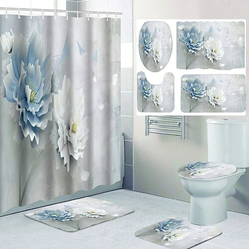 Flower Pattern Bathroom Waterproof Shower Curtain and Cushion Four-piece Modern Polyester New Design
Flower Pattern Bathroom Waterproof Shower Curtain and Cushion Four-piece Modern Polyester New Design