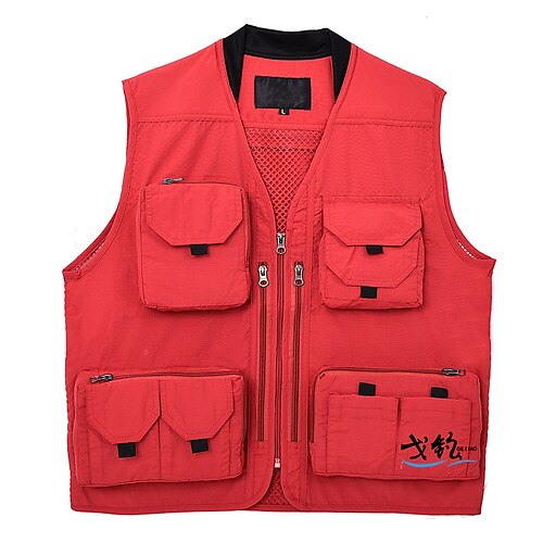 Men's Fishing Vest Hiking Vest Sleeveless Jacket Top Outdoor Multi-Pockets Quick Dry Lightweight Breathable Autumn / Fall Spring Polyester Solid Color Red Army Green Khaki Hunting Fishing Climbing
Men's Fishing Vest Hiking Vest Sleeveless Jacket Top Outdoor Multi-Pockets Quick Dry Lightweight Breathable Autumn / Fall Spring Polyester Solid Color Red Army Green Khaki Hunting Fishing Climbing