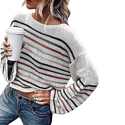 Women's Pullover Sweater jumper Jumper Crochet Knit Knitted Striped Crew Neck Stylish Drop Shoulder Winter Summer Khaki Light Blue S M L / Long Sleeve / Slim
Women's Pullover Sweater jumper Jumper Crochet Knit Knitted Striped Crew Neck Stylish Drop Shoulder Winter Summer Khaki Light Blue S M L / Long Sleeve / Slim