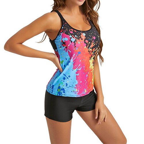 Women's Tankini Two Piece Swimsuit Strappy Back Bathing Suit Tie Dye Swimwear Black Ultra Light (UL) Breathable Quick Dry Sleeveless - Swimming Surfing Water Sports Summer
Women's Tankini Two Piece Swimsuit Strappy Back Bathing Suit Tie Dye Swimwear Black Ultra Light (UL) Breathable Quick Dry Sleeveless - Swimming Surfing Water Sports Summer