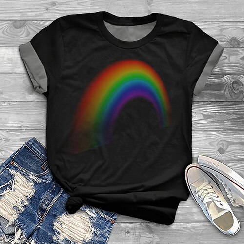 Dame Plus størrelse Toppe T-shirt Regnbue Grafisk Trykt mønster Kortærmet Rund Hals Basale Daglig Bomuldspandextrøje Sort / Plusstørrelser / Plusstørrelser
Dame Plus størrelse Toppe T-shirt Regnbue Grafisk Trykt mønster Kortærmet Rund Hals Basale Daglig Bomuldspandextrøje Sort / Plusstørrelser / Plusstørrelser
