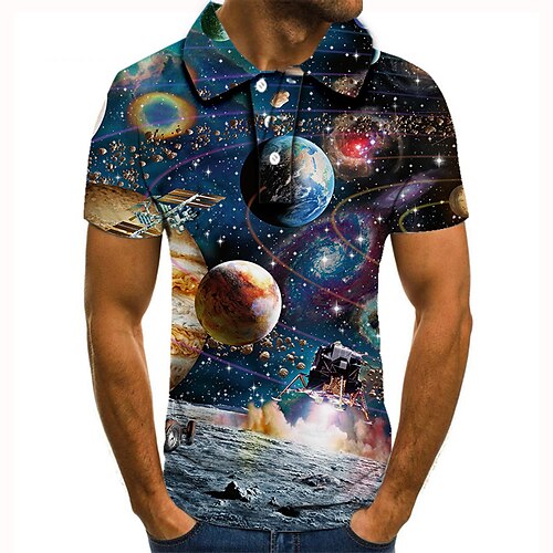 Men's Collar Polo Shirt Golf Shirt Tennis Shirt Galaxy Graphic Prints Interstellar Collar Blue 3D Print Street Casual Short Sleeve Button-Down Clothing Apparel Fashion Cool Casual / Sports
Men's Collar Polo Shirt Golf Shirt Tennis Shirt Galaxy Graphic Prints Interstellar Collar Blue 3D Print Street Casual Short Sleeve Button-Down Clothing Apparel Fashion Cool Casual / Sports
