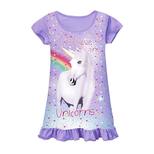 Girls' Dress Unicorn Dress Short Sleeve Dress 3-10 Years Summer Purple Rose Red
Girls' Dress Unicorn Dress Short Sleeve Dress 3-10 Years Summer Purple Rose Red