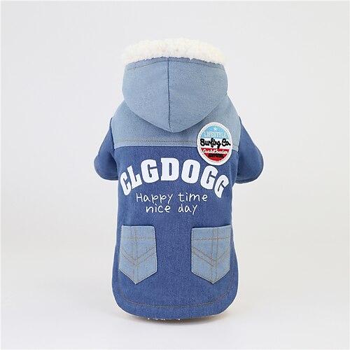 

Dog Cat Coat Hoodie Color Block Quotes & Sayings Cute Sweet Dailywear Casual / Daily Winter Dog Clothes Puppy Clothes Dog Outfits Warm Blue Costume for Girl and Boy Dog Fabric Plush S M L XL XXL