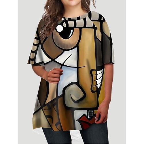 Women's Plus Size T Shirt Dress Tee Dress Graphic Round Neck Print Half Sleeve Fall Spring Basic Short Mini Dress Causal Daily Dress
Women's Plus Size T Shirt Dress Tee Dress Graphic Round Neck Print Half Sleeve Fall Spring Basic Short Mini Dress Causal Daily Dress