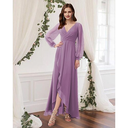 A-Line Prom Dresses Empire Dress Wedding Guest Ankle Length Long Sleeve V Neck Chiffon with Pleats 2022
A-Line Prom Dresses Empire Dress Wedding Guest Ankle Length Long Sleeve V Neck Chiffon with Pleats 2022