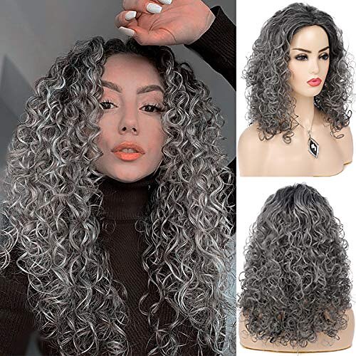 Women Afro Kinky Curly Wig Long Grey Synthetic Heat Resistant Cosplay Costume Halloween Party Wig with Wig Cap
Women Afro Kinky Curly Wig Long Grey Synthetic Heat Resistant Cosplay Costume Halloween Party Wig with Wig Cap