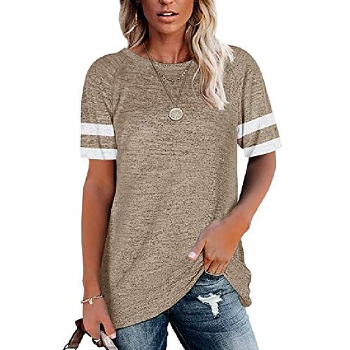 kvinders crewneck korte ærmer raglan stribet farveblok baseball tee tunika toppe khaki
kvinders crewneck korte ærmer raglan stribet farveblok baseball tee tunika toppe khaki