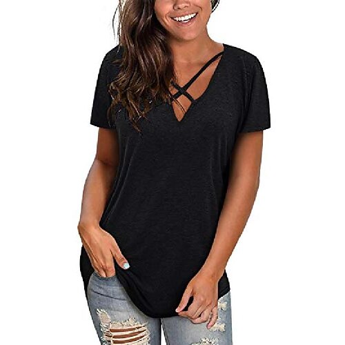 womens short sleeve v neck t shirts sexy criss cross t-shirt tops casual loose cotton tees black
womens short sleeve v neck t shirts sexy criss cross t-shirt tops casual loose cotton tees black