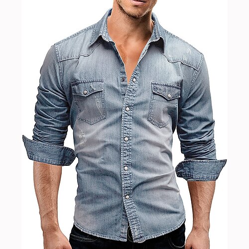 Men's Denim Shirt Solid Colored Turndown Light gray Dark Gray Navy Blue Light Blue Casual Daily Long Sleeve Button-Down Clothing Apparel Fashion Casual Breathable Comfortable
Men's Denim Shirt Solid Colored Turndown Light gray Dark Gray Navy Blue Light Blue Casual Daily Long Sleeve Button-Down Clothing Apparel Fashion Casual Breathable Comfortable