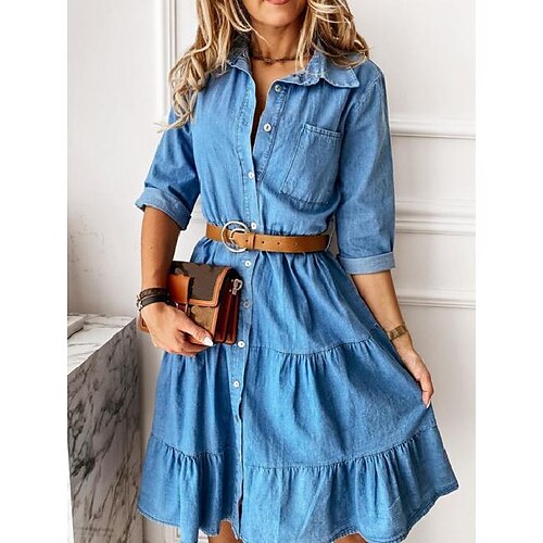 Mujer Vestido de Camisa Vestido largo maxi Vestido de invierno Diario vestido de otoño Mezcla de Algodón Mezclilla Casual Cuello Camisero Retazos Bolsillo Manga Larga Verano Primavera Otoño 2022
Mujer Vestido de Camisa Vestido largo maxi Vestido de invierno Diario vestido de otoño Mezcla de Algodón Mezclilla Casual Cuello Camisero Retazos Bolsillo Manga Larga Verano Primavera Otoño 2022