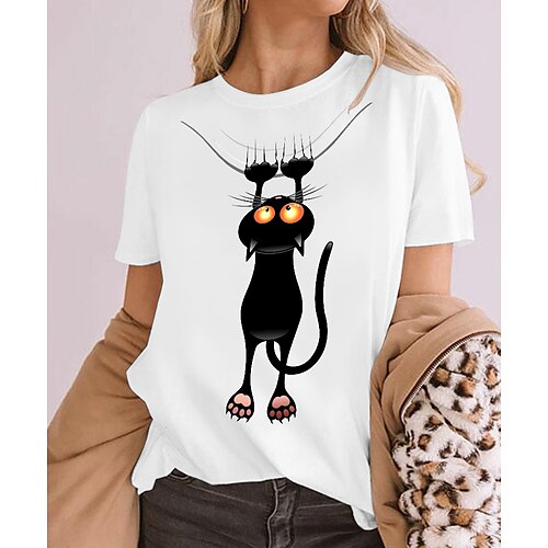 Women's T shirt Tee Green Blue Pink Animal Cat Print Short Sleeve Daily Weekend Basic Round Neck Regular 100% Cotton Cat 3D Cat S
Women's T shirt Tee Green Blue Pink Animal Cat Print Short Sleeve Daily Weekend Basic Round Neck Regular 100% Cotton Cat 3D Cat S