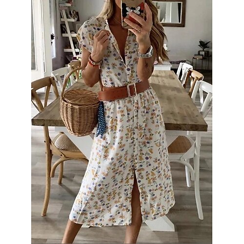 Women's Casual Dress Midi Dress White Short Sleeve Floral Spring Summer V Neck S M L XL XXL 3XL
Women's Casual Dress Midi Dress White Short Sleeve Floral Spring Summer V Neck S M L XL XXL 3XL