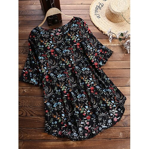 Women's Plus Size Tops Blouse Shirt Floral Half Sleeve Round Neck Causal Polyester Fall Spring Black
Women's Plus Size Tops Blouse Shirt Floral Half Sleeve Round Neck Causal Polyester Fall Spring Black