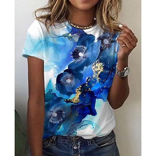 Women's T shirt Tee Green Blue Red Graphic Floral Print Short Sleeve Daily Weekend Basic Round Neck Regular Abstract Geometric Painting S / 3D Print
Women's T shirt Tee Green Blue Red Graphic Floral Print Short Sleeve Daily Weekend Basic Round Neck Regular Abstract Geometric Painting S / 3D Print