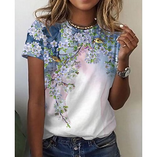 Damen T Shirt Weiß Rosa Grün Blumen Vogel Bedruckt Kurzarm Casual Täglich Urlaub Täglich Basic Rundhalsausschnitt Standard Blume Farbe S
Damen T Shirt Weiß Rosa Grün Blumen Vogel Bedruckt Kurzarm Casual Täglich Urlaub Täglich Basic Rundhalsausschnitt Standard Blume Farbe S