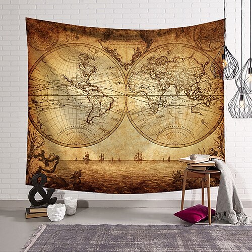 

Wall Tapestry Art Decor Blanket Curtain Hanging Home Bedroom Living Room Decoration Polyester Ancient World Map