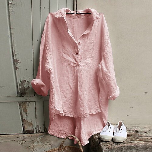 Women's Plus Size Tops Blouse Shirt Button Long Sleeve V Neck Basic Daily Going out Cotton And Linen Spring Summer Blue White
Women's Plus Size Tops Blouse Shirt Button Long Sleeve V Neck Basic Daily Going out Cotton And Linen Spring Summer Blue White