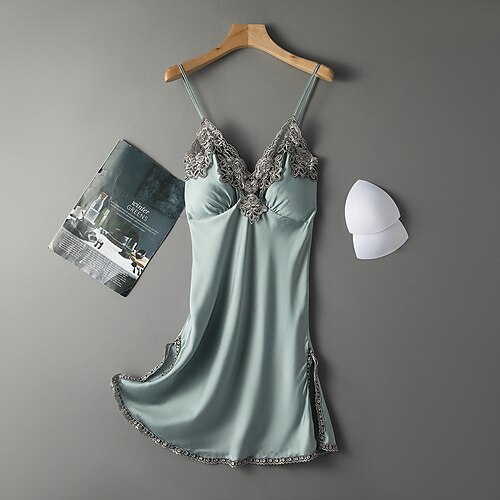 Women's Pajamas Nightgown Nighty 1 PCS Patchwork Satin Casual Comfort Home Party Daily POLY Gift Deep V Lace Spring Summer Green Gray
Women's Pajamas Nightgown Nighty 1 PCS Patchwork Satin Casual Comfort Home Party Daily POLY Gift Deep V Lace Spring Summer Green Gray
