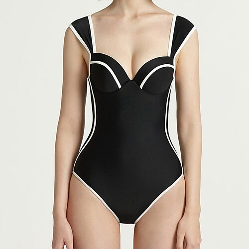 Women's One Piece Swimsuit Backless Bodysuit Bathing Suit Floral / Botanical Swimwear White Black Breathable Quick Dry Lightweight Sleeveless - Swimming Surfing Beach Summer / Stripes
Women's One Piece Swimsuit Backless Bodysuit Bathing Suit Floral / Botanical Swimwear White Black Breathable Quick Dry Lightweight Sleeveless - Swimming Surfing Beach Summer / Stripes