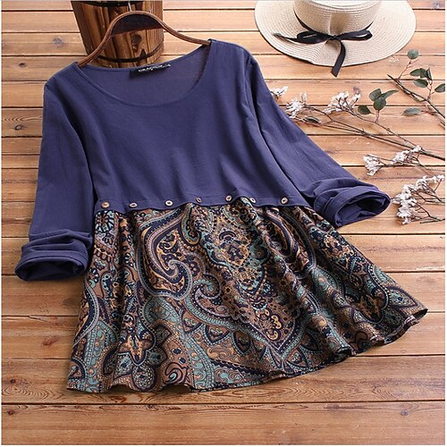 Women's Plus Size Tops Blouse Shirt Tribal Long Sleeve Round Neck Fall Spring Navy Red Wine
Women's Plus Size Tops Blouse Shirt Tribal Long Sleeve Round Neck Fall Spring Navy Red Wine