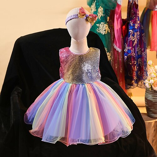 Toddler Girls' Dress Rainbow Knee-length Dress Sequins Sleeveless Princess Dress Purple Red
Toddler Girls' Dress Rainbow Knee-length Dress Sequins Sleeveless Princess Dress Purple Red