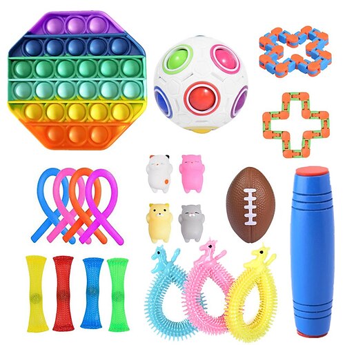 

21 pcs Fidget Toys Anti Stress Set Stretchy Strings toys for Adults Christmas Gift Pack Squishy Sensory Antistress Relief Fidget Toy
