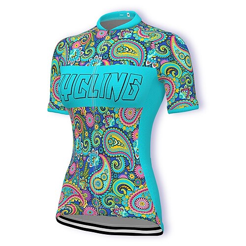 21Grams Women's Cycling Jersey Short Sleeve Bike Jersey Top with 3 Rear Pockets Mountain Bike MTB Road Bike Cycling Fast Dry Breathable Quick Dry Moisture Wicking Sky Blue Paisley Polyester Spandex
21Grams Women's Cycling Jersey Short Sleeve Bike Jersey Top with 3 Rear Pockets Mountain Bike MTB Road Bike Cycling Fast Dry Breathable Quick Dry Moisture Wicking Sky Blue Paisley Polyester Spandex