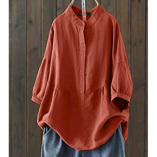 Women's Plus Size Tops Blouse Shirt Plain 3/4 Length Sleeve Round Neck Daily Cotton Winter Fall Black Orange
Women's Plus Size Tops Blouse Shirt Plain 3/4 Length Sleeve Round Neck Daily Cotton Winter Fall Black Orange