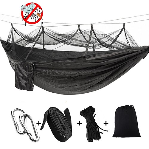 Camping Hammock with Mosquito Net Outdoor Portable Lightweight Breathable Anti-Mosquito Anti-Rollover Parachute Nylon with Carabiners and Tree Straps for 2 person Camping / Hiking / Caving Outdoor
Camping Hammock with Mosquito Net Outdoor Portable Lightweight Breathable Anti-Mosquito Anti-Rollover Parachute Nylon with Carabiners and Tree Straps for 2 person Camping / Hiking / Caving Outdoor