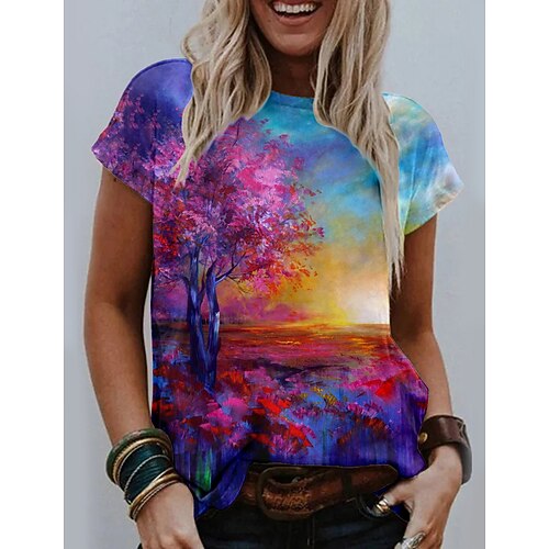 Women's T shirt Tee Purple Scenery 3D Print Short Sleeve Daily Weekend Basic Round Neck Regular 3D Printed S
Women's T shirt Tee Purple Scenery 3D Print Short Sleeve Daily Weekend Basic Round Neck Regular 3D Printed S