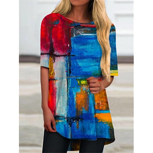 Per donna Abito a T shirt Mini abito corto Blu Mezza manica Stampa Astratto Stampa Primavera Estate Rotonda Informale 2022 S M L XL XXL 3XL
Per donna Abito a T shirt Mini abito corto Blu Mezza manica Stampa Astratto Stampa Primavera Estate Rotonda Informale 2022 S M L XL XXL 3XL