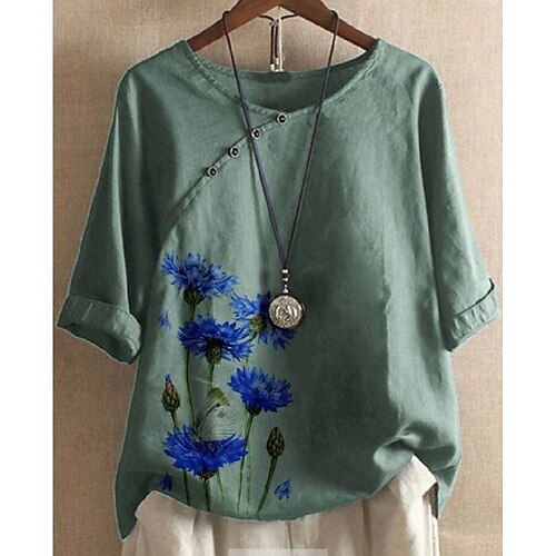 Women's Plus Size Tops Blouse Shirt Floral Short Sleeve Round Neck Daily Causal Acetate Fiber Fall Spring Green White
Women's Plus Size Tops Blouse Shirt Floral Short Sleeve Round Neck Daily Causal Acetate Fiber Fall Spring Green White