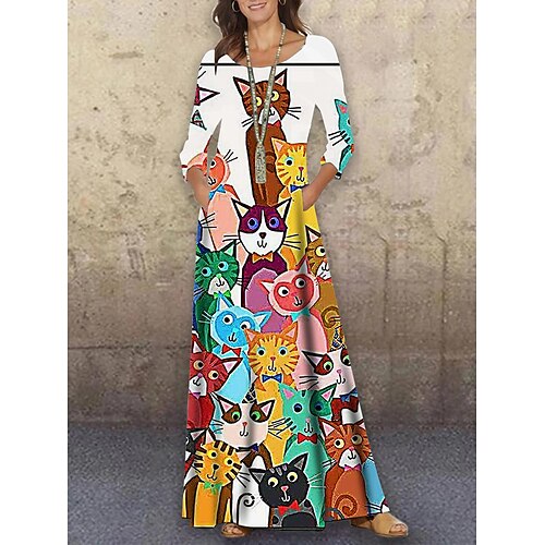 dameskiftkjole lang kjole maxikjole hvit 3/4-ermet dyreprint høst høst med rund hals s m l xl xxl 3xl
dameskiftkjole lang kjole maxikjole hvit 3/4-ermet dyreprint høst høst med rund hals s m l xl xxl 3xl