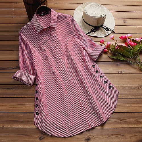 Women's Plus Size Tops Blouse Shirt Check Button Long Sleeve Shirt Collar Fall Winter Black Blue
Women's Plus Size Tops Blouse Shirt Check Button Long Sleeve Shirt Collar Fall Winter Black Blue