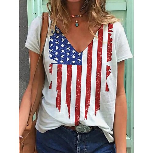 Per donna maglietta Bianco Bandiera americana Bandiera Manica corta Giornaliero Essenziale A V Standard S
Per donna maglietta Bianco Bandiera americana Bandiera Manica corta Giornaliero Essenziale A V Standard S