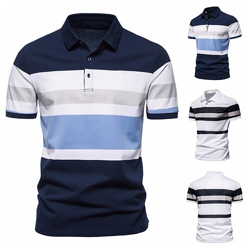 Herre POLO T-skjorte Golf skjorte Avslappet Sport Klassisk Kortermet Bekvem Stribe Printer Knapp Trykt mønster Sommer Løstsittende Hvit Navyblå POLO T-skjorte
Herre POLO T-skjorte Golf skjorte Avslappet Sport Klassisk Kortermet Bekvem Stribe Printer Knapp Trykt mønster Sommer Løstsittende Hvit Navyblå POLO T-skjorte